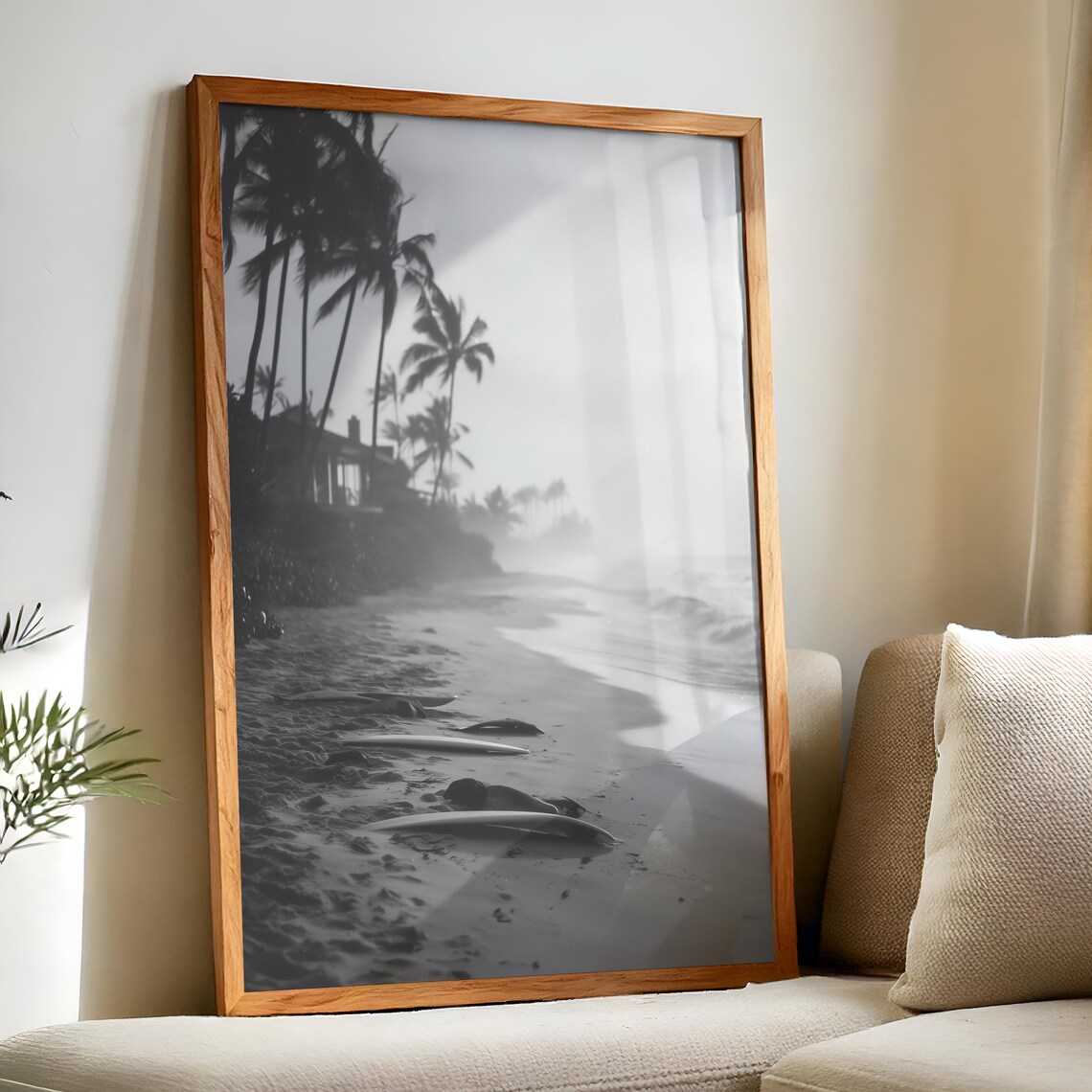 Hawaii North Shore Black and White Travel Poster