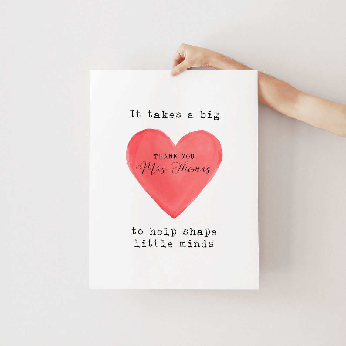 It Takes A Big Heart Personalized Teacher Thank You Wall Art - Image 3