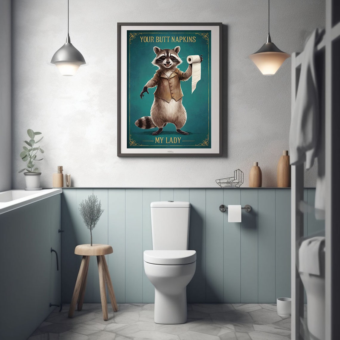 Your Butt Napkins My Lady Raccoon Funny Toilet Paper Decor Poster - Image 3