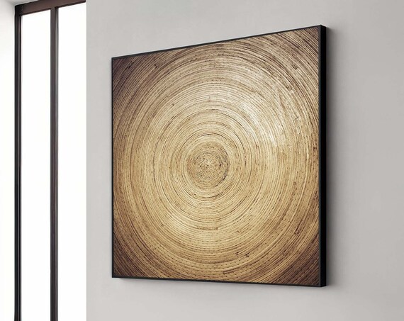Rustic Spiral Wall Art Abstract Circle Canvas Textured Home Decorabstract Golden Radiance Metallic Ready To Hang