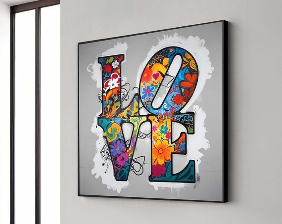 Love Word Floral Graffiti Colorful Street Art Typography Wall Art