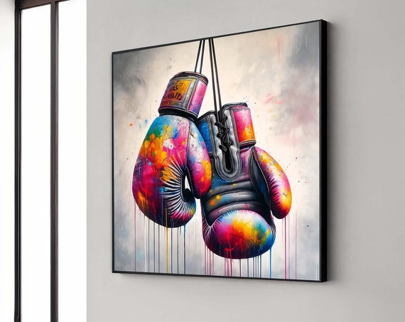Colorful Boxing Gloves Canvas Sport Art Decor Modern Wall Ready To Hang
