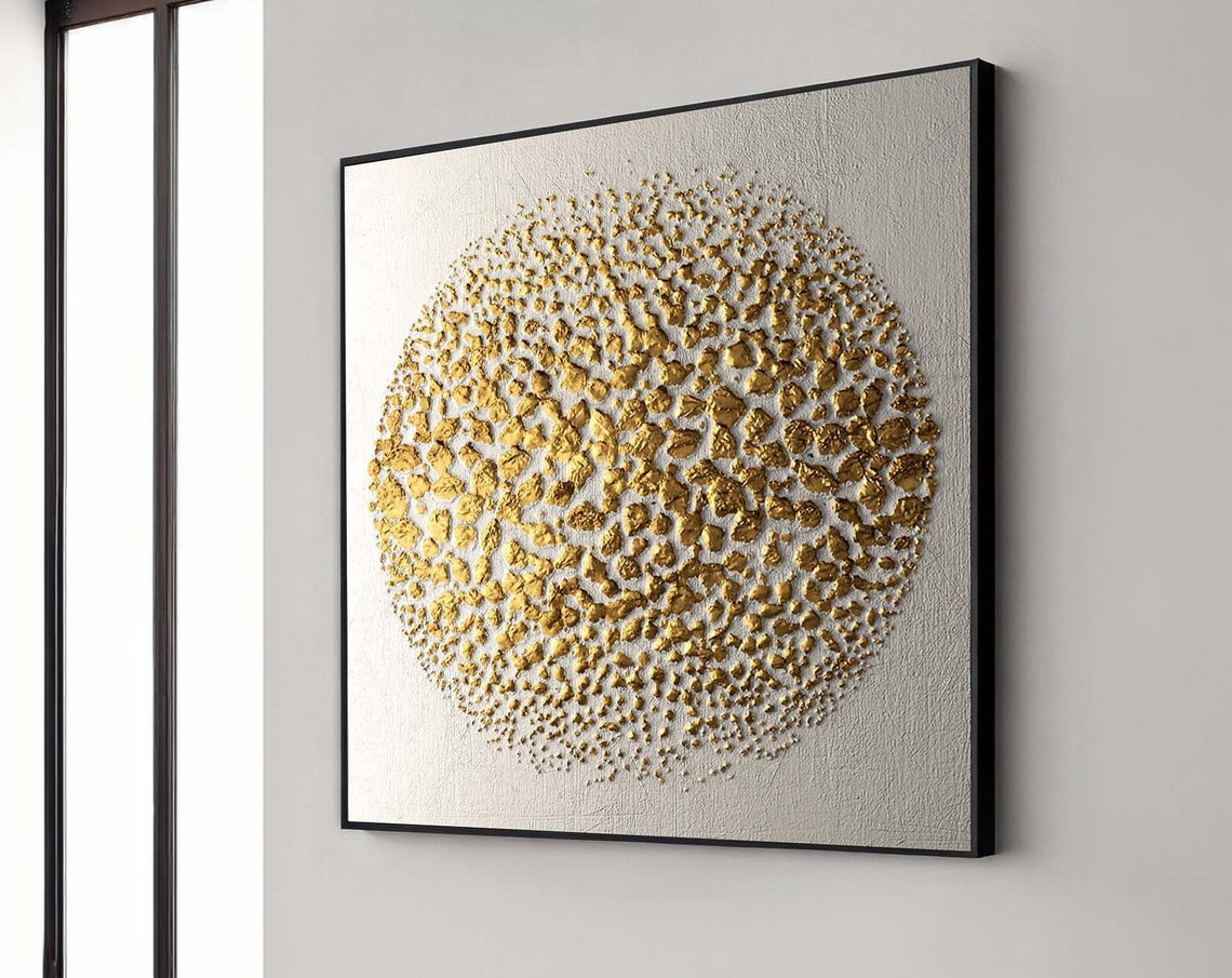 Metallic Gold Texture Circle Abstract Modern Minimalist Wall Art