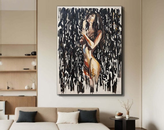 Canvas Painting Sensual Abstract Woman Erotic Female Art Passionate Nude Modern Wall Ready To Hang