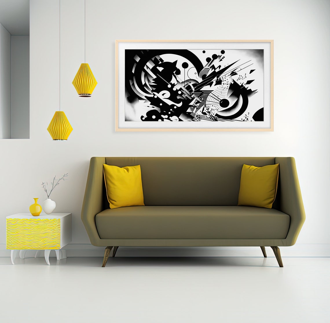 Black White Dynamic Circles Abstract Energy Frame TV Art Modern Poster - Image 2