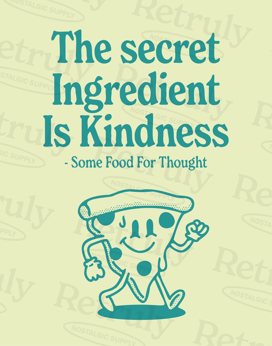 Kindness Quote Retro Character Art Teal Poster - Image 2