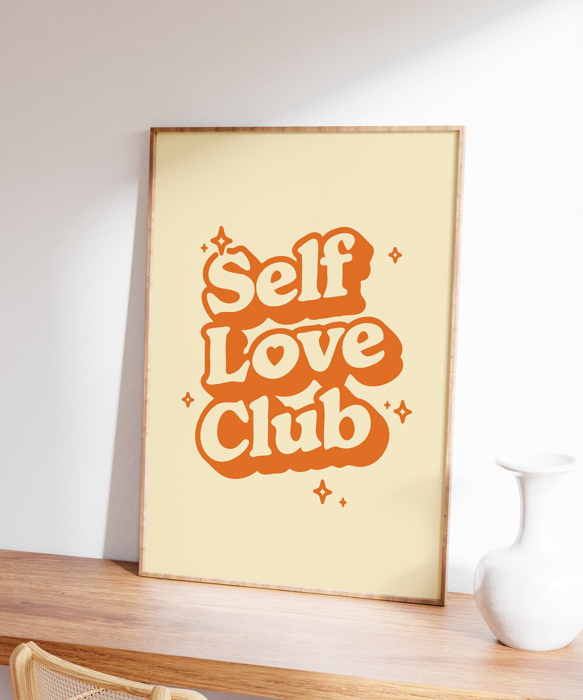 Self Love Club Orange Retro Bubble Lettering Sparkle Quote Poster - Image 7