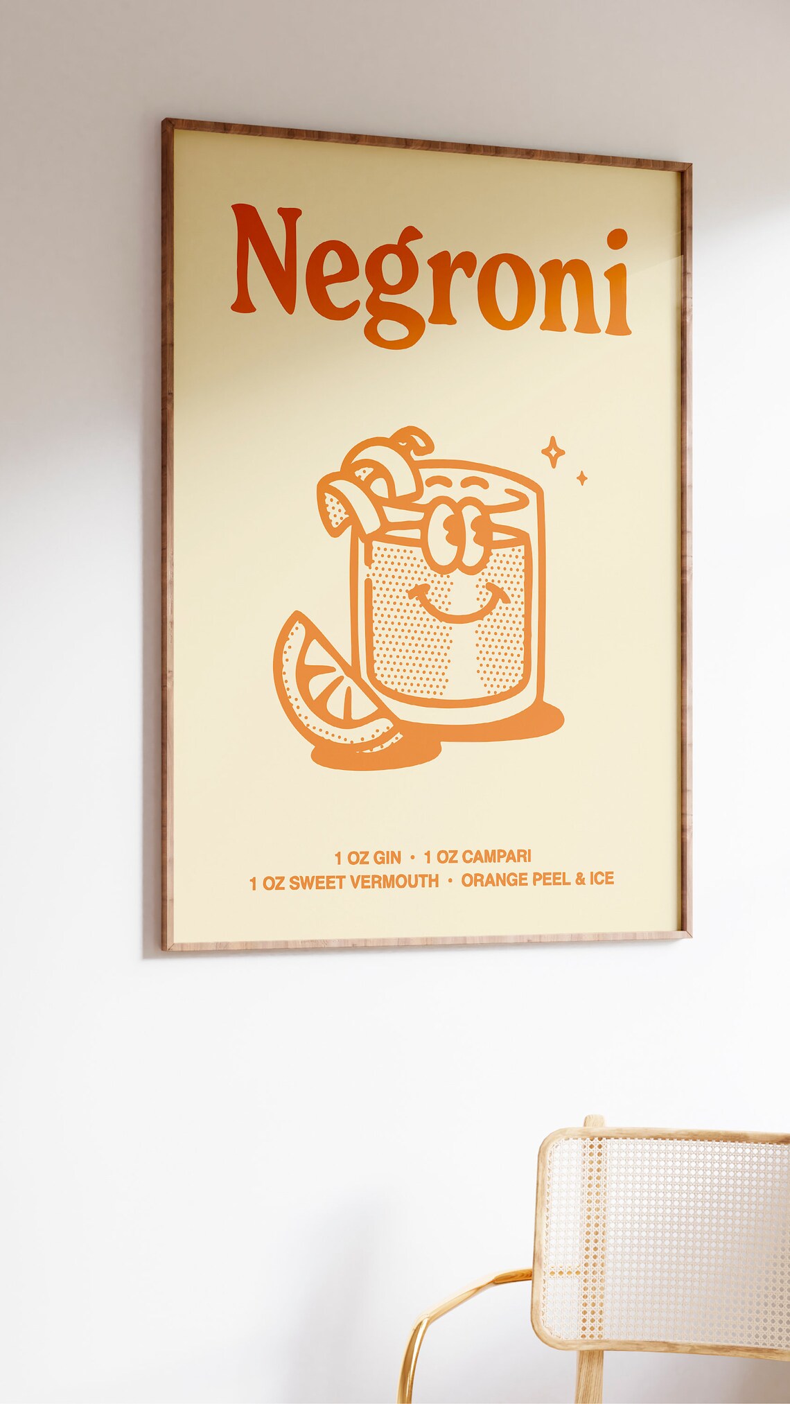 Negroni Retro Cocktail Art Print, Bar Cart Decor - Image 2