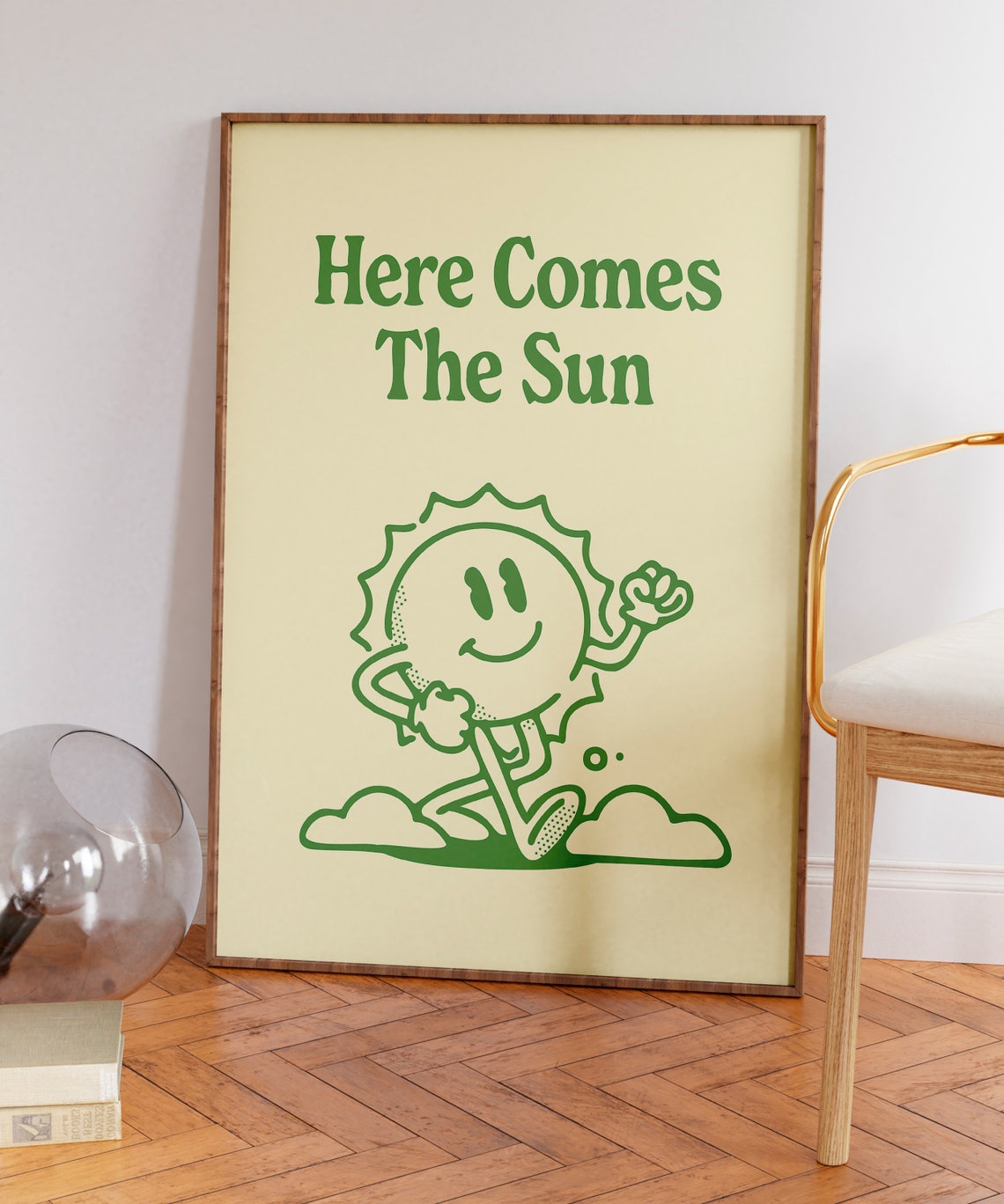 Here Comes The Sun Retro Smiling Sun Positive Quote Wall Poster - Image 5