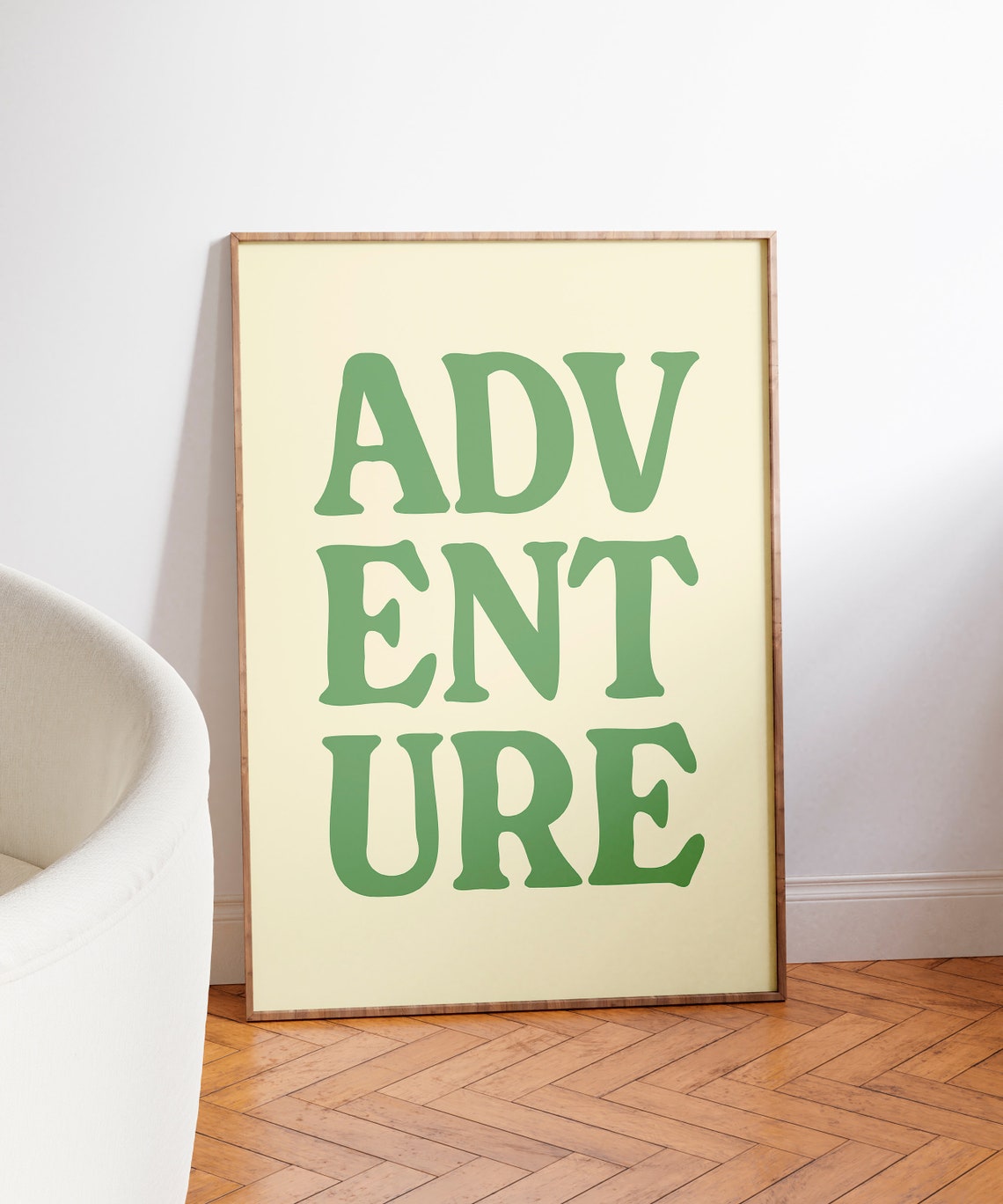 Adventure Green Bold Block Letters Typography Cream Quote Poster - Image 3