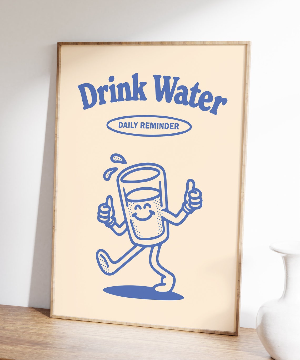 Drink Water Retro Typography Art Print - Image 3
