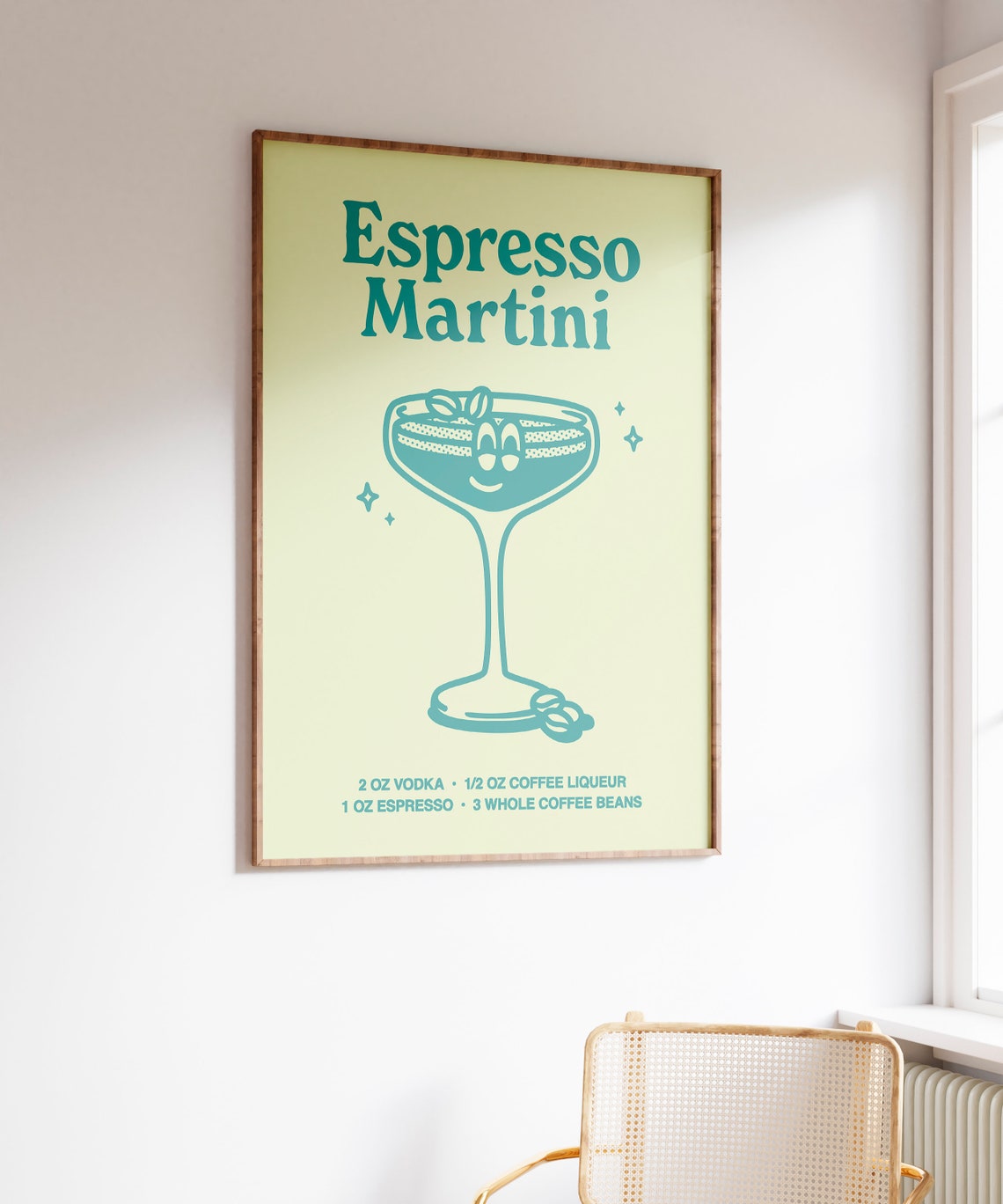 Espresso Martini Cocktail Recipe With Cute Glass Illustration Poster - Image 6