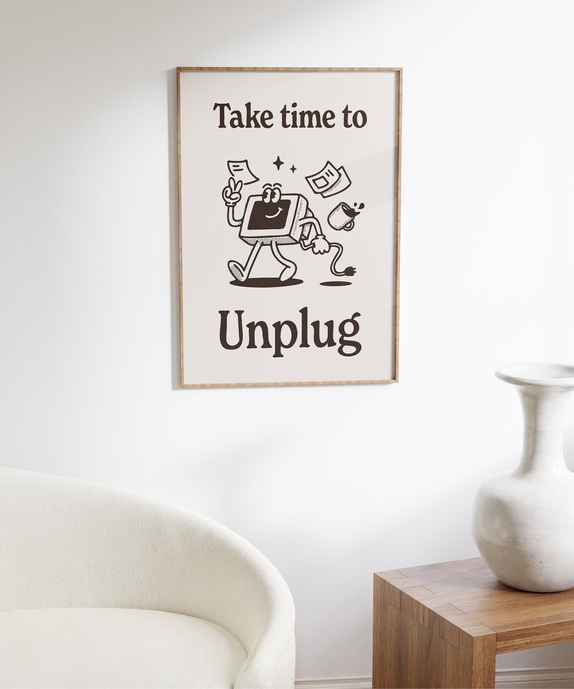 Take Time To Unplug Retro Work-Life Art Print - Image 7