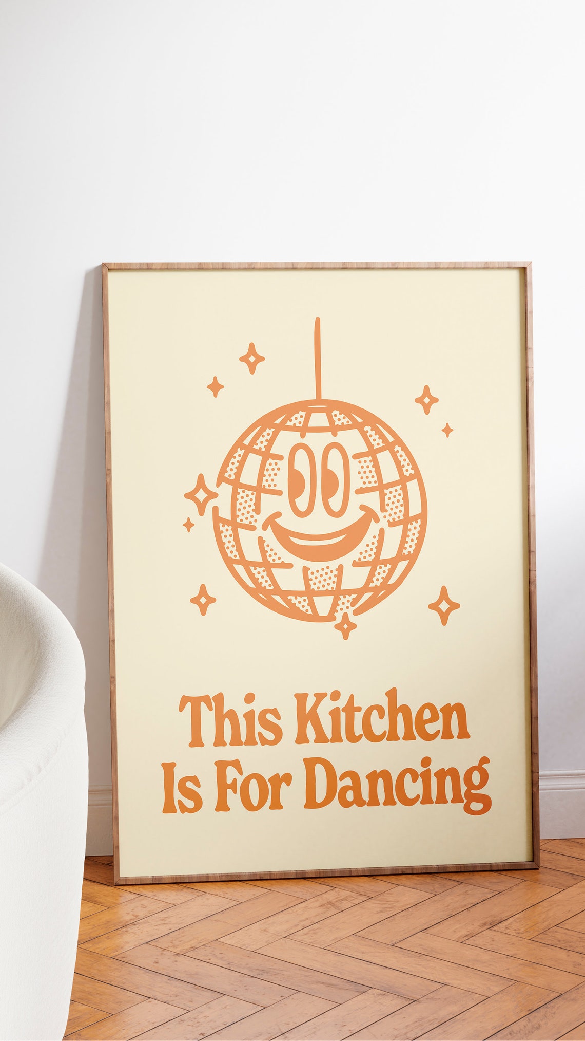 This Kitchen Is For Dancing Retro Orange Disco Ball Kitchen Poster - Image 2