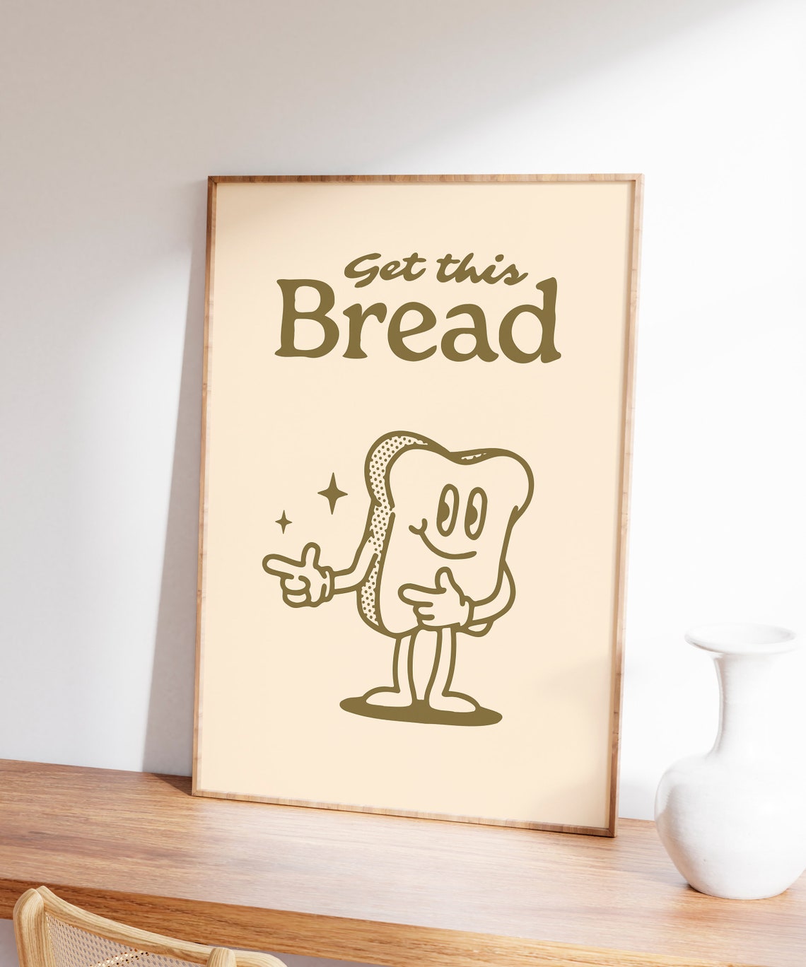 Get This Bread Cute Smiling Toast Retro Cartoon Quote Poster - Image 5