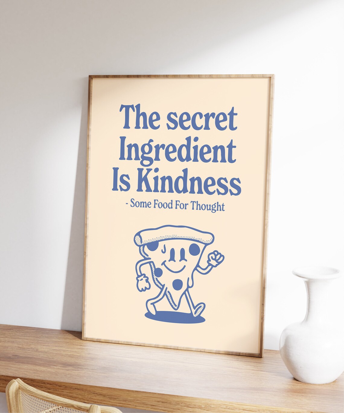 Kindness Retro Character Pizza Quote Art Print - Image 7