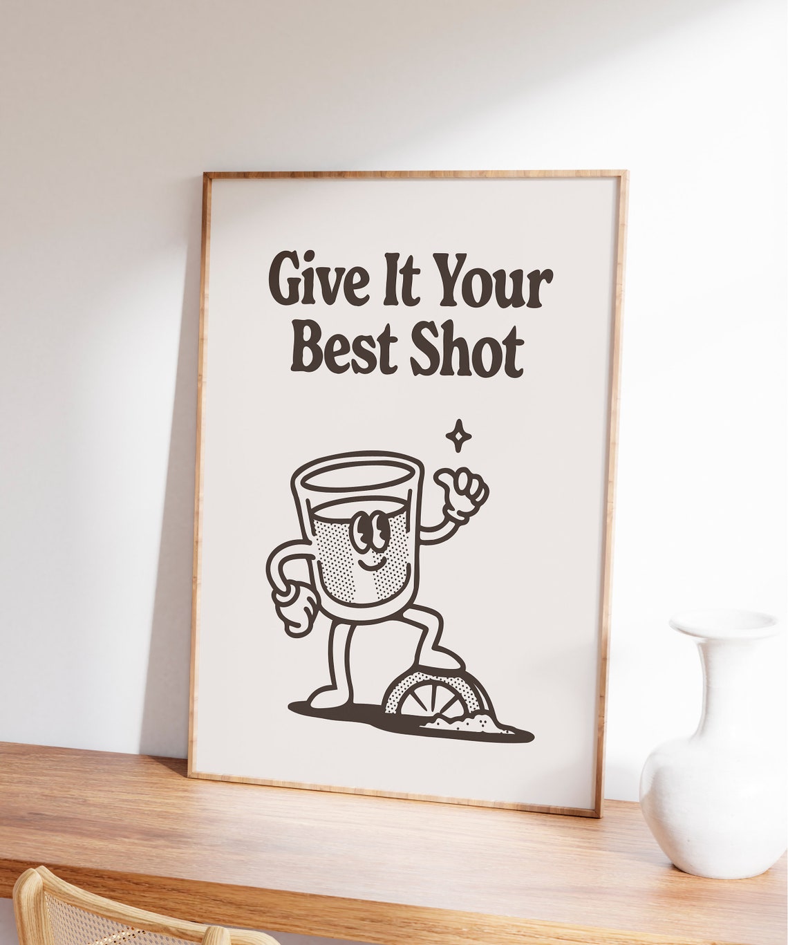 Give It Your Best Shot Tequila Lime Retro Cartoon Quote Poster - Image 6
