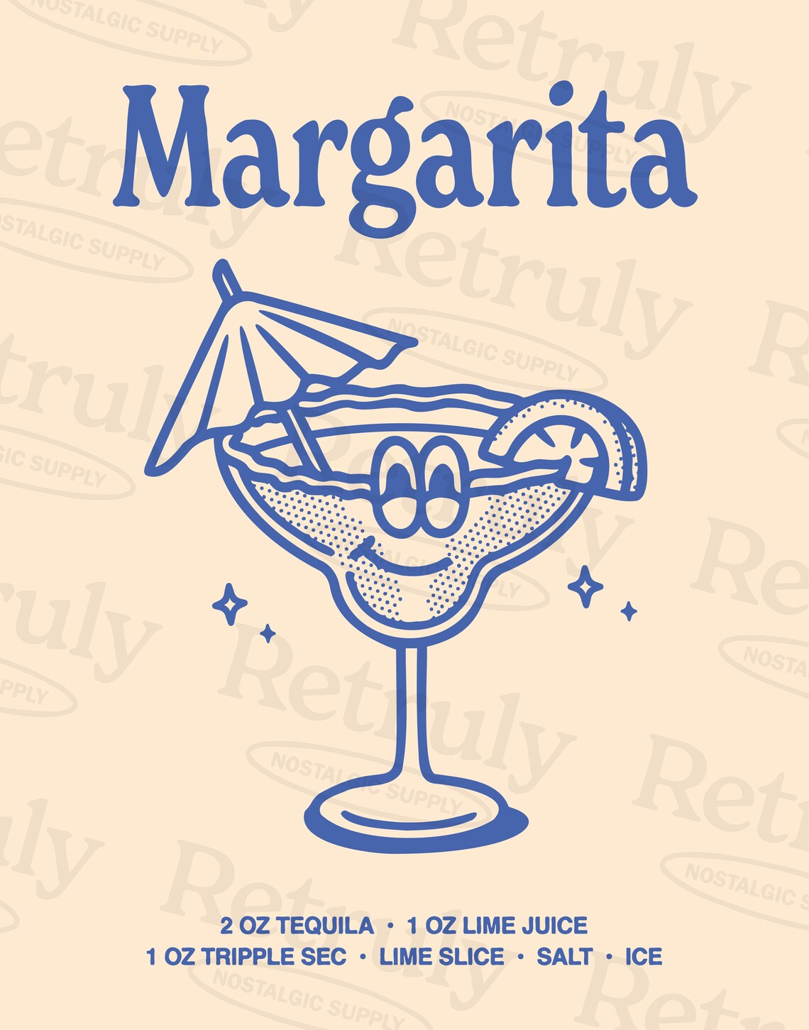 Margarita Wall Art Printable Bar Cart Decor Retro Aesthetic Art Print Retro Preppy Wall Art Margarita Cocktail Wall Art Bar Cart Decor - Image 2