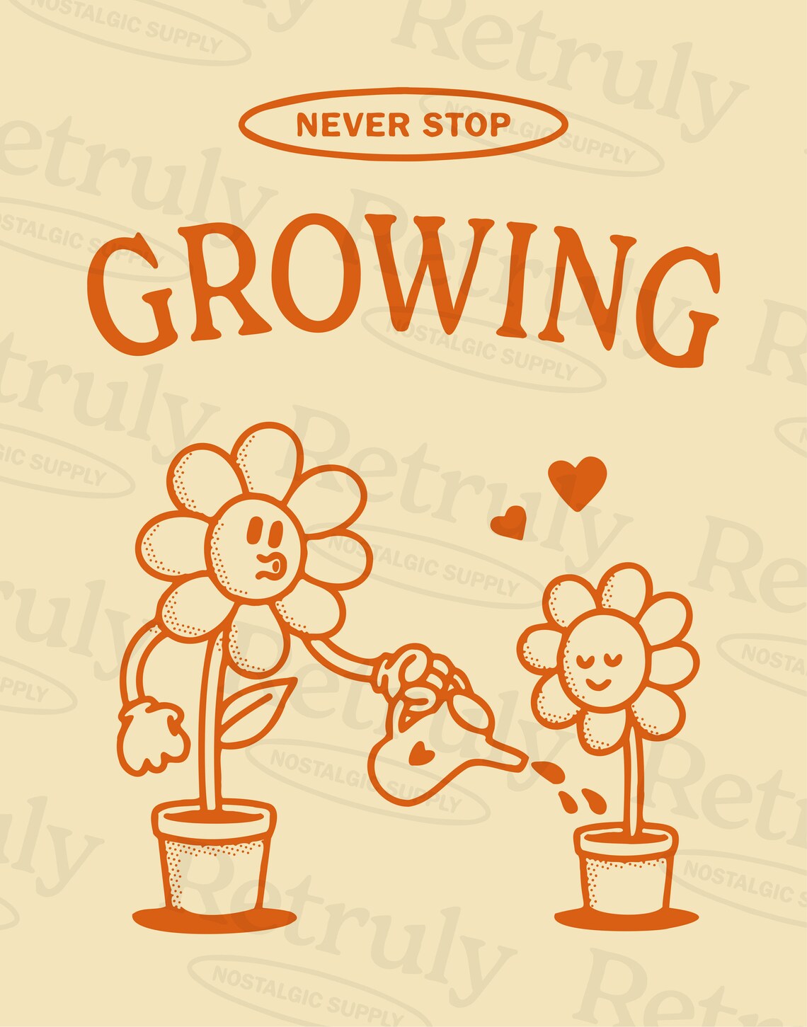 Never Stop Growing Retro Motivational Art Print - Image 2