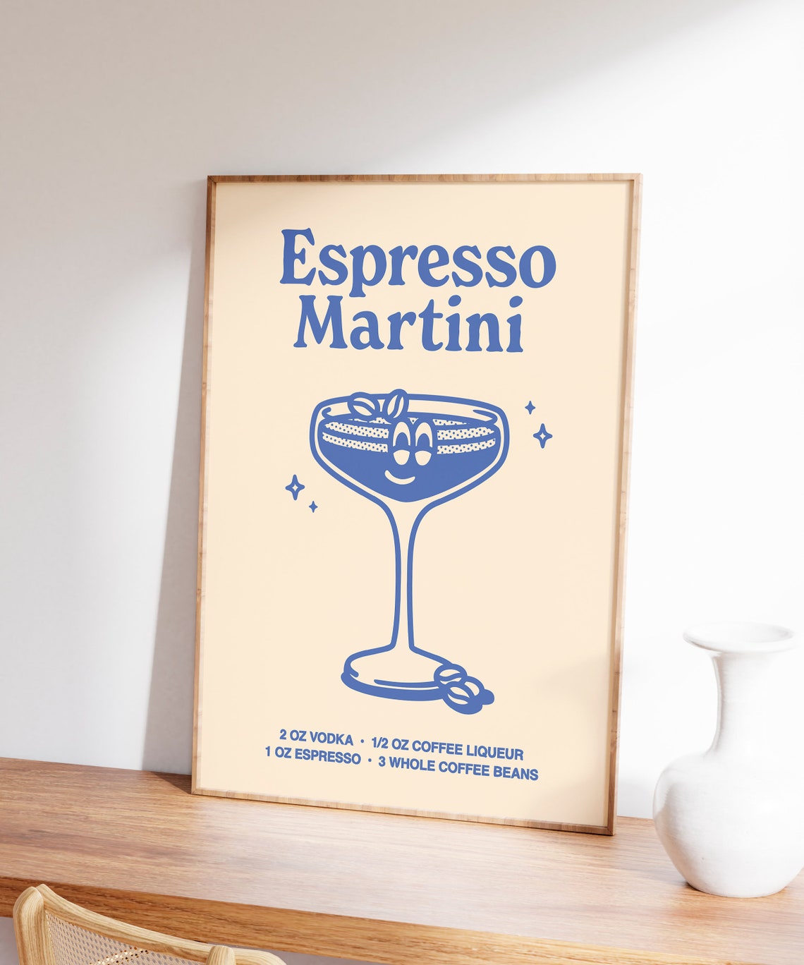 Espresso Martini Classic Retro Cocktail Recipe Blue Bar Poster - Image 3