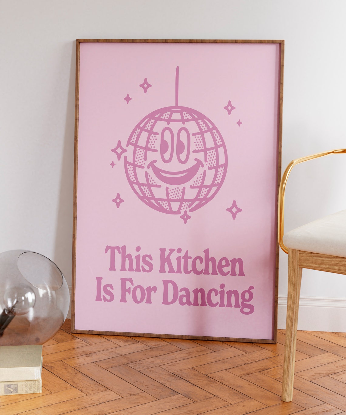 This Kitchen Is For Dancing Pink Disco Ball Kitchen Quote Poster - Image 5