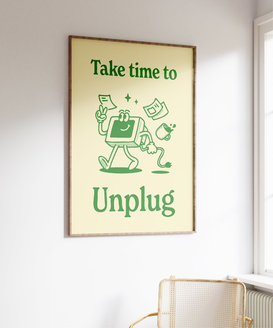 Unplug Work-Life Balance Retro Office Art Print - Image 4