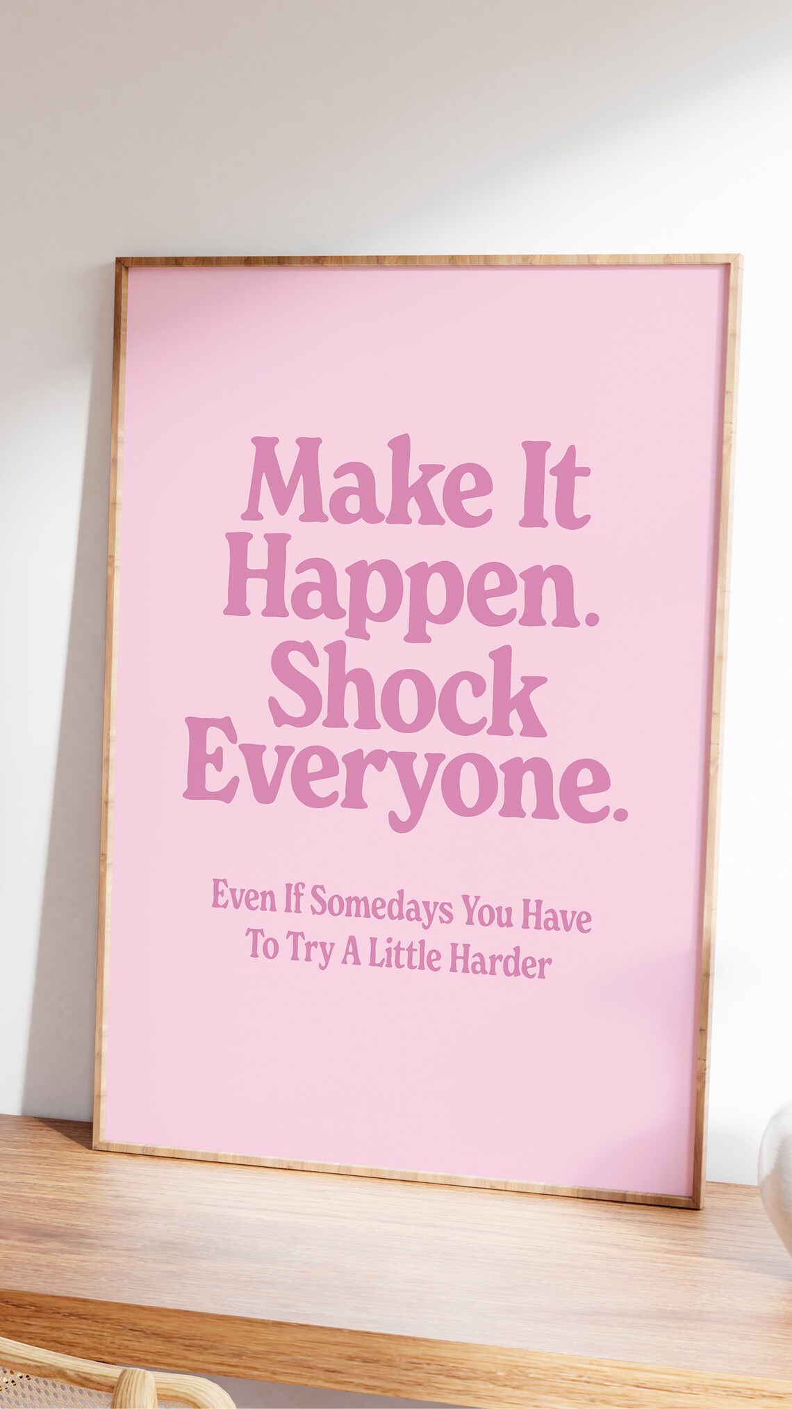 Make It Happen Pink Aesthetic Quote Poster - Image 2