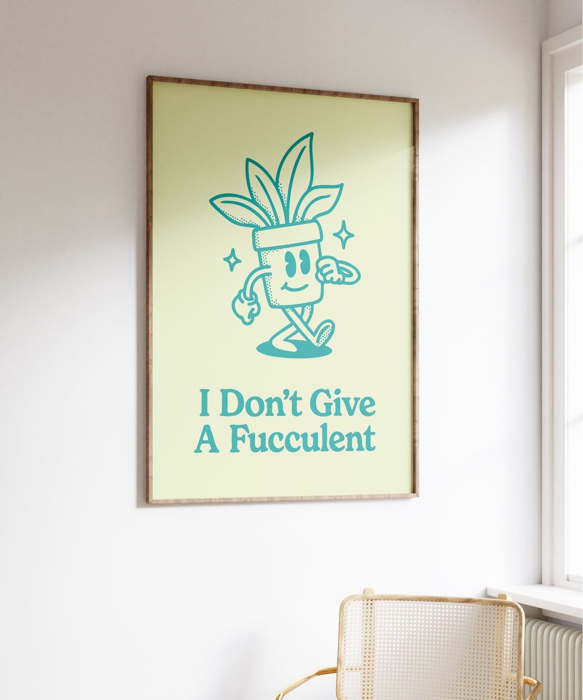 I Don't Give a Fucculent Funny Succulent Character Retro Poster - Image 4