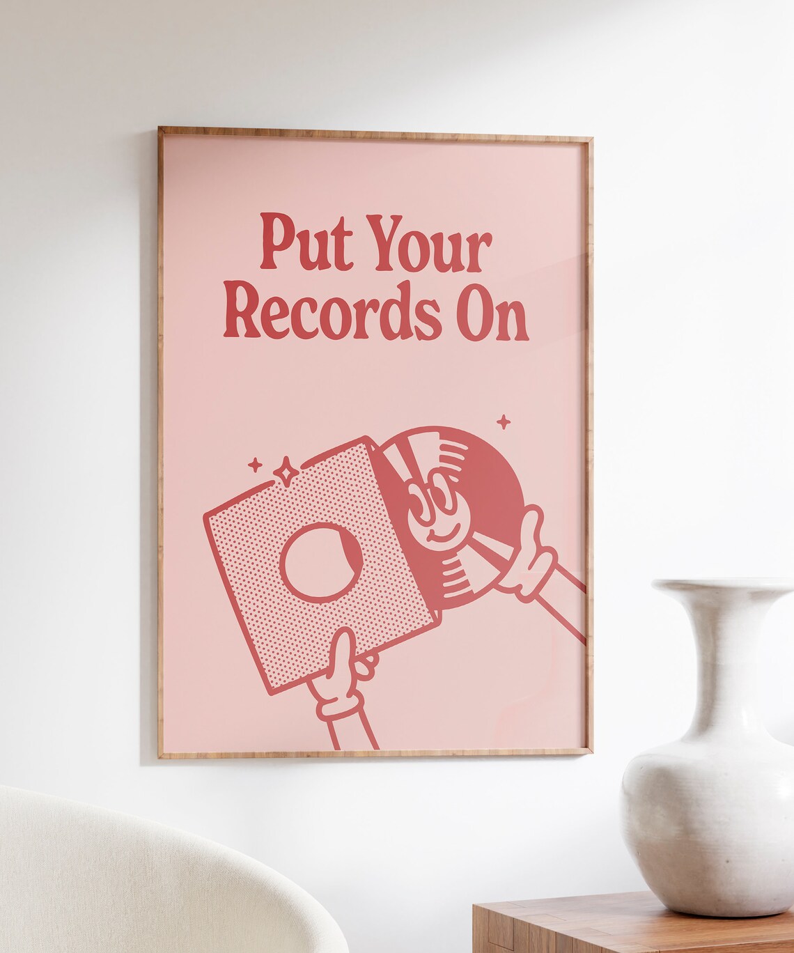 Put Your Records On Retro Red Vinyl Typography Music Quote Poster - Image 5