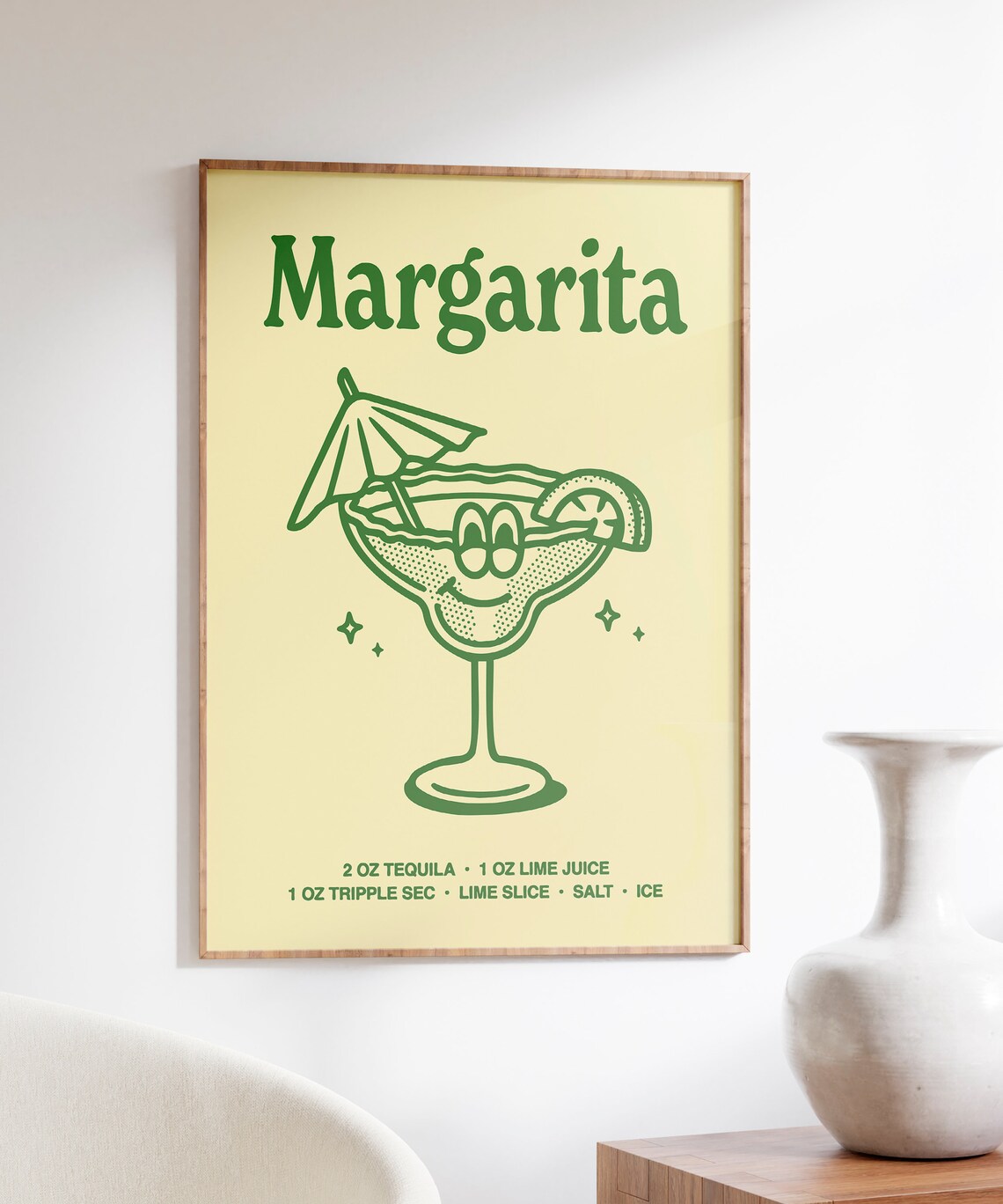 Margarita Cocktail Recipe Retro Green Bar Cart Drink Art Poster - Image 5
