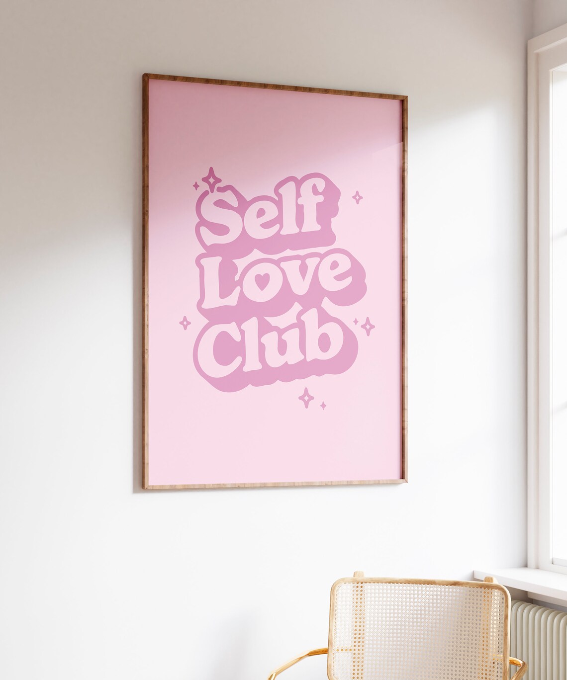 Self Love Club Pink Retro Y2K Groovy Typography Quote Poster - Image 3
