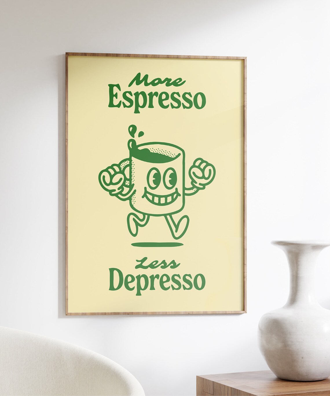 More Espresso Less Depresso Retro Coffee Quote Art - Image 4