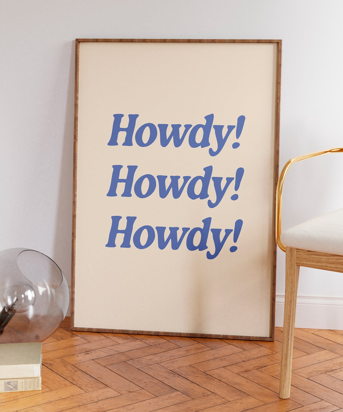Howdy Blue Retro Typography Quote Western Wall Decor Wall Art - Image 4