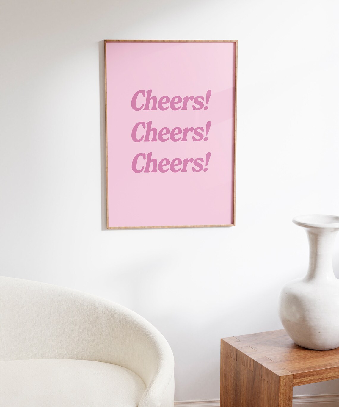 Cheers Cheers Cheers Pink Retro Typography Quote Celebration Poster - Image 6