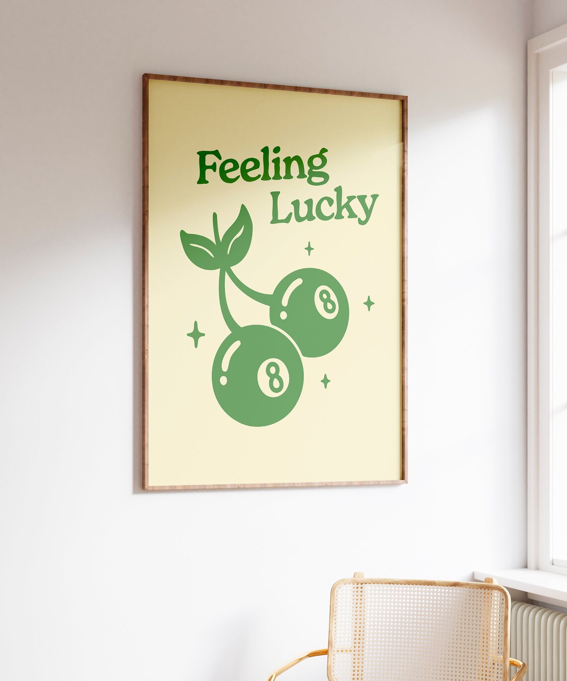 Feeling Lucky 8 Ball Cherry Print, Retro 70s Poster - Image 5