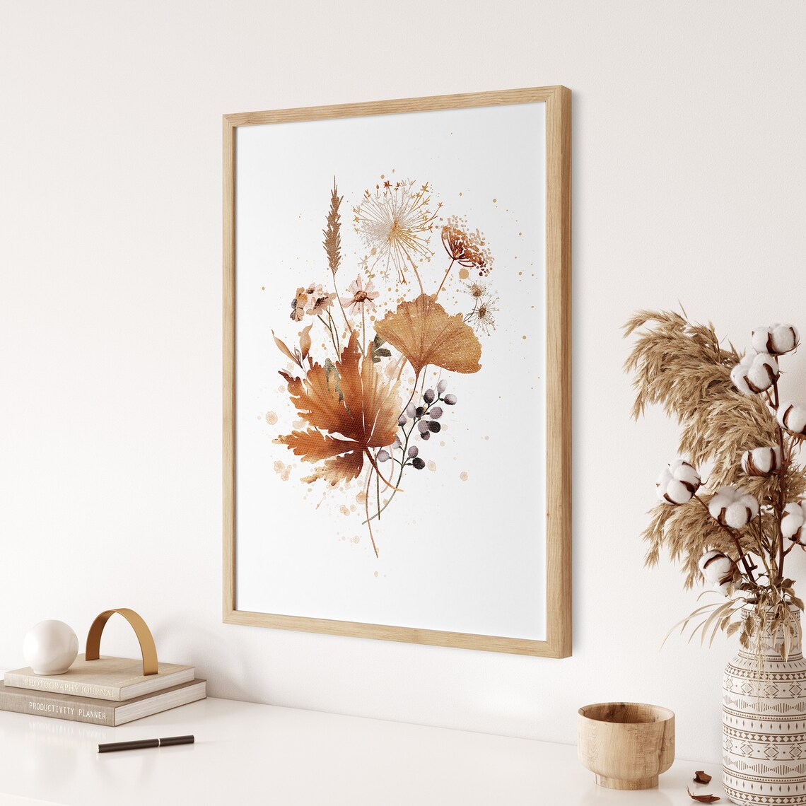 Watercolor Fall Flower Boho Botanical Art Print - Image 3