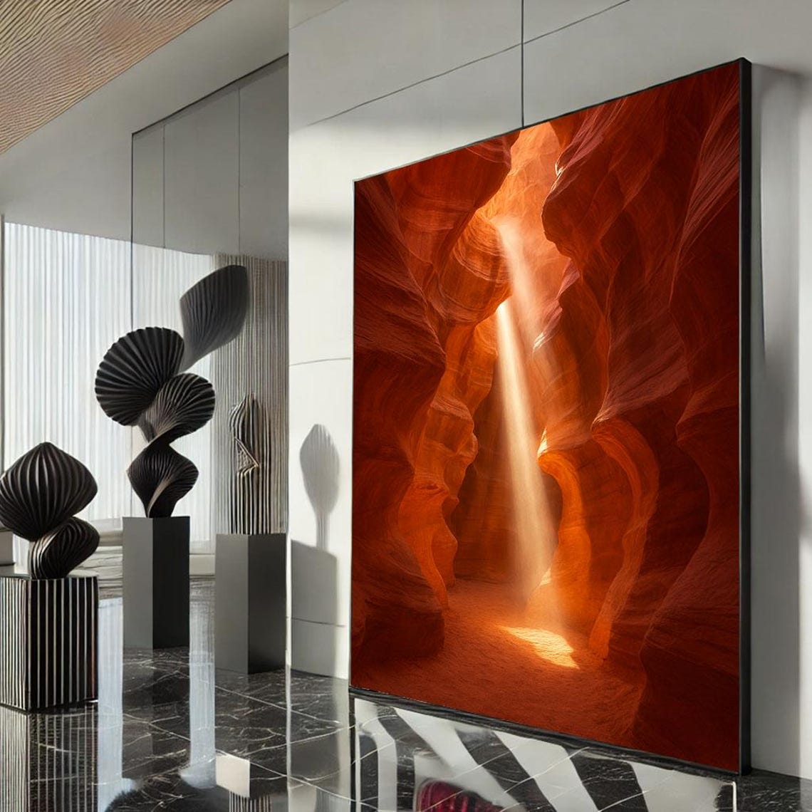 Warm Canyon Light Canvas Wall Art Print Abstract Modern Living Room Decor Statement Piece