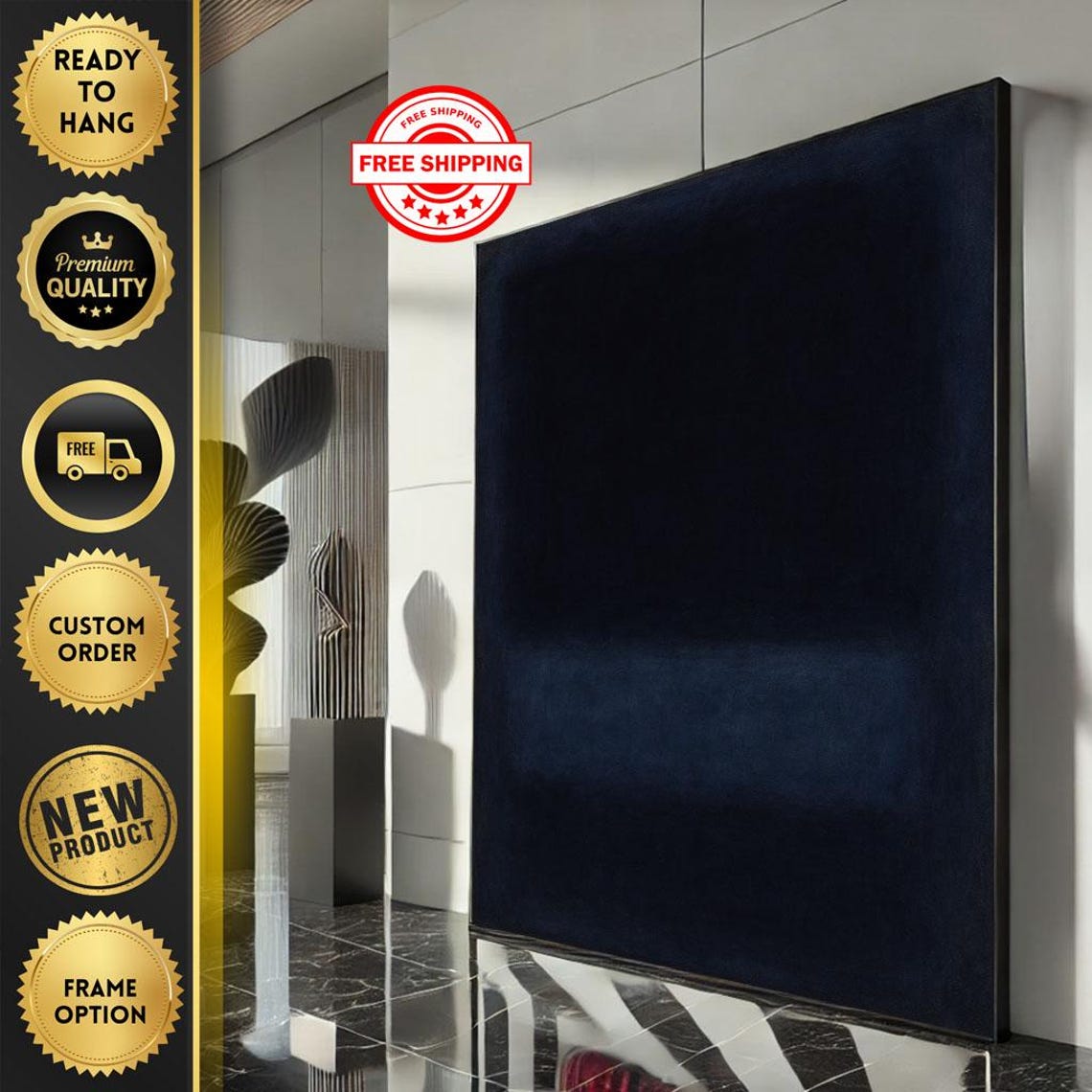 Rothko Style Midnight Blue Deep Dark Color Field Abstract Poster