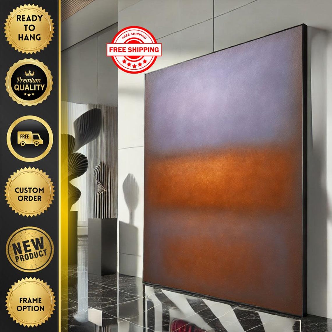 Rothko-Style Slate Blue and Copper Brown Earthy Color Field Poster