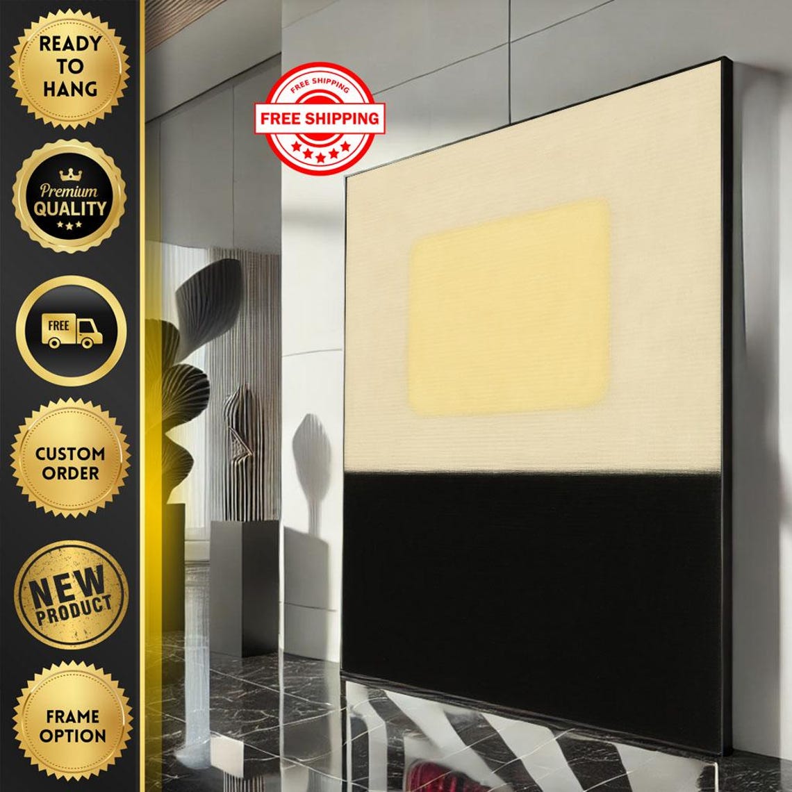 Rothko Inspired Yellow Black Bold Color Field Abstract Poster