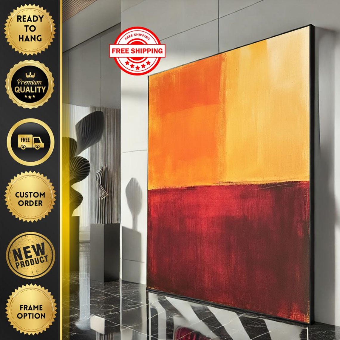 Mark Rothko Inspired Orange Yellow And Deep Red Color Field Poster