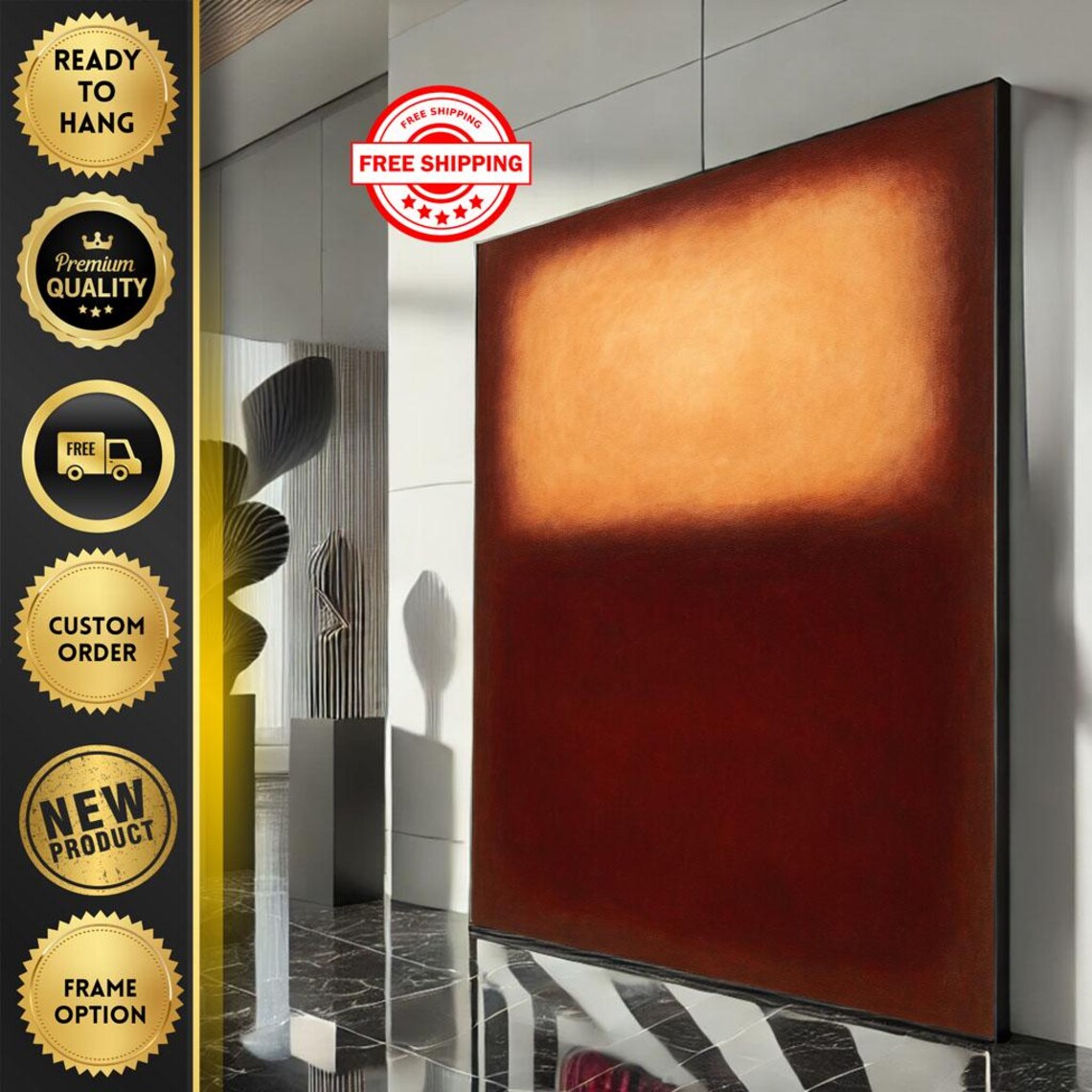 Peach and Crimson Red Rothko Inspired Warm Color Field Poster