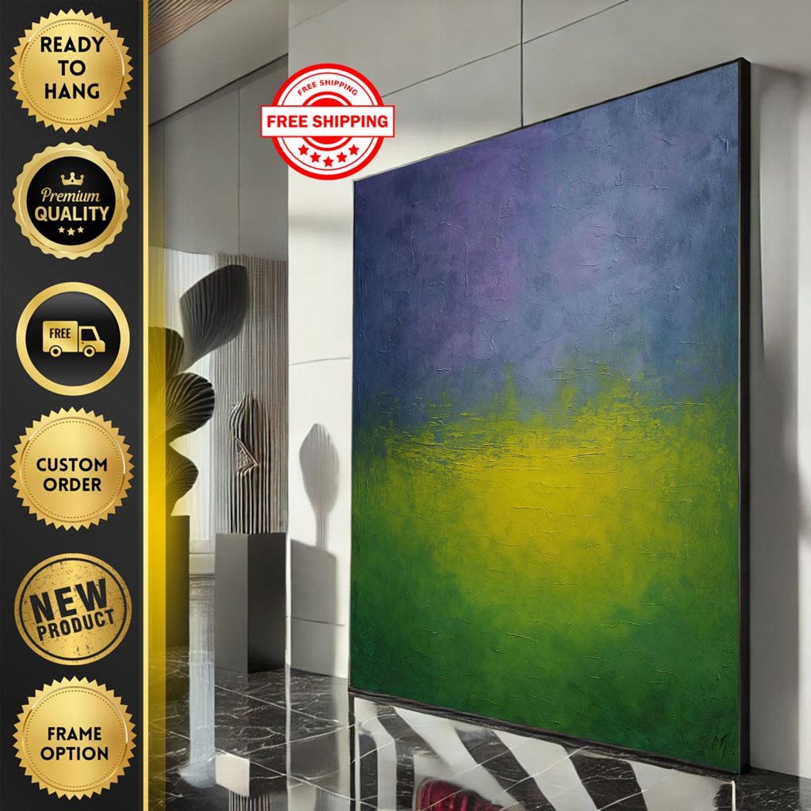 Mark Rothko Inspired Purple And Green Gradient Color Field Poster