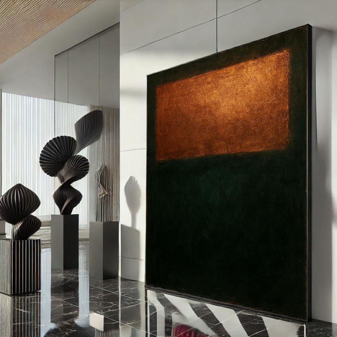Rothko Style Color Field Abstract Burnt Orange Dark Green Poster