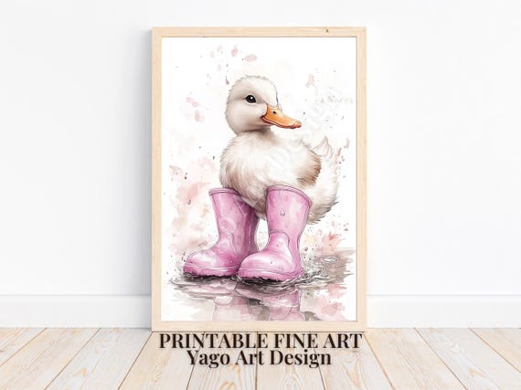 Duck Wearing Pink Boots Wall Art Print Trendy Girly Aesthetic Art Minimalist Duck Art Preppy Dorm Decor Cute Duck Poster