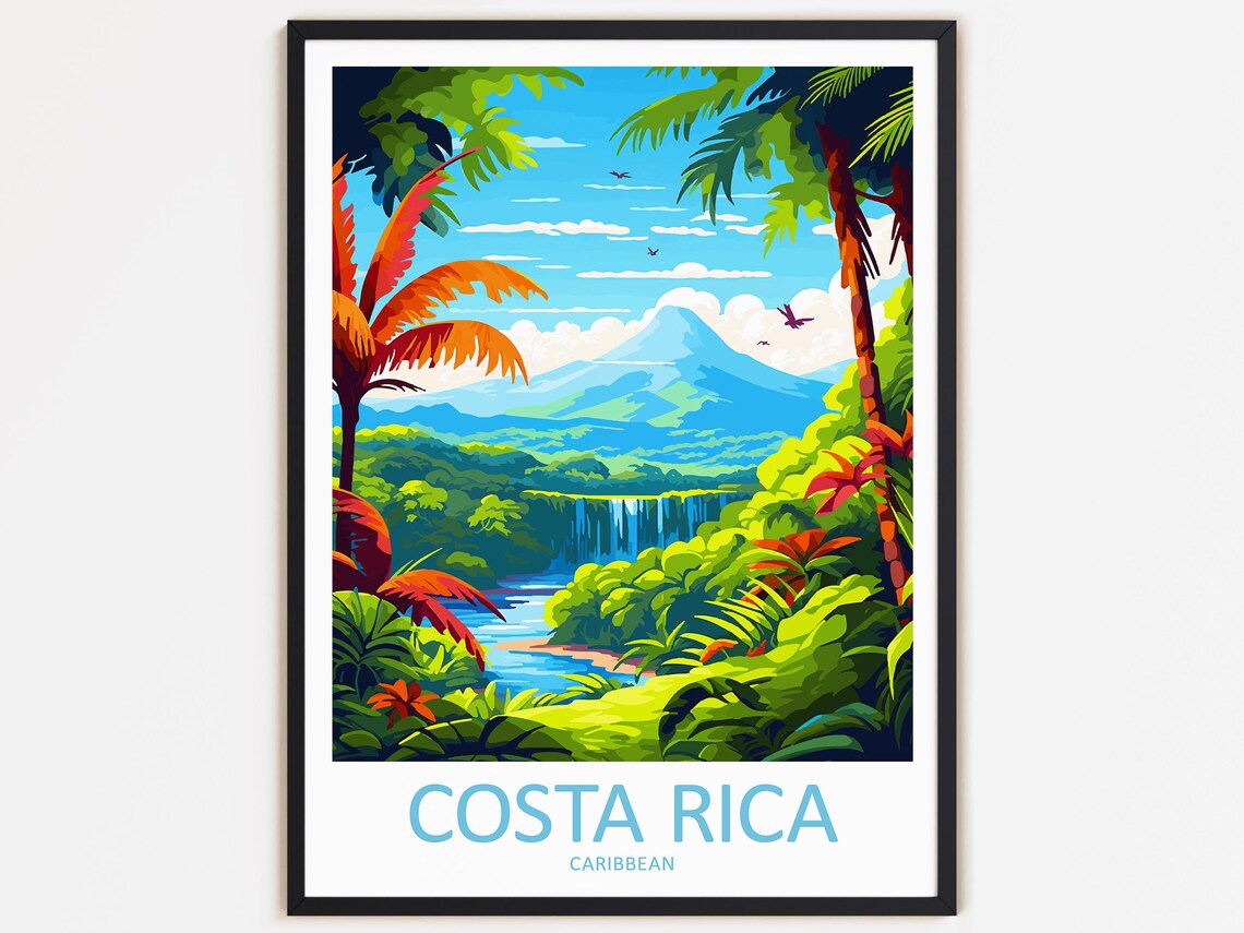 Costa Rica Travel Poster, Gift For Art Lovers