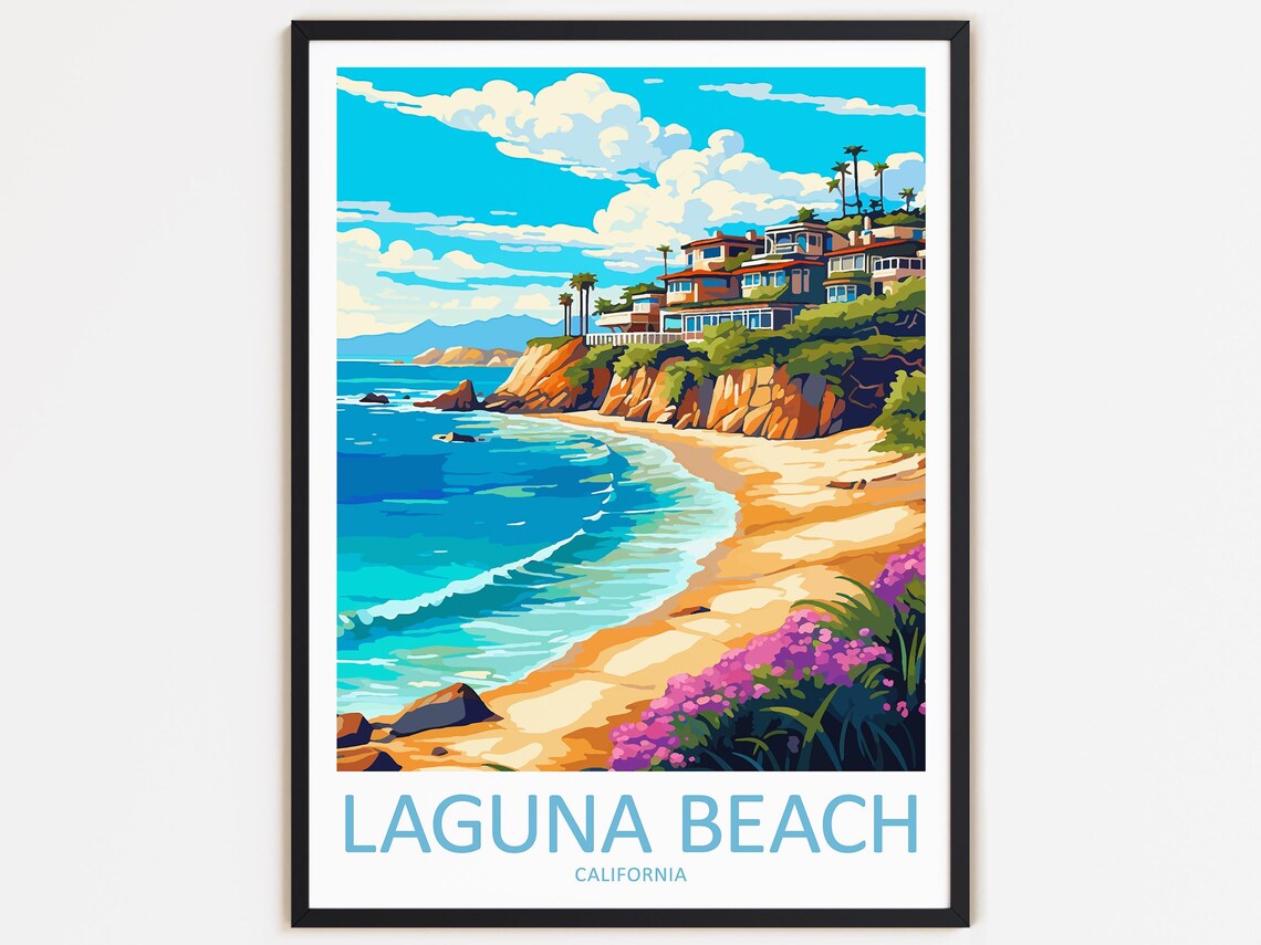 Laguna Beach Travel Poster, California Home Decor