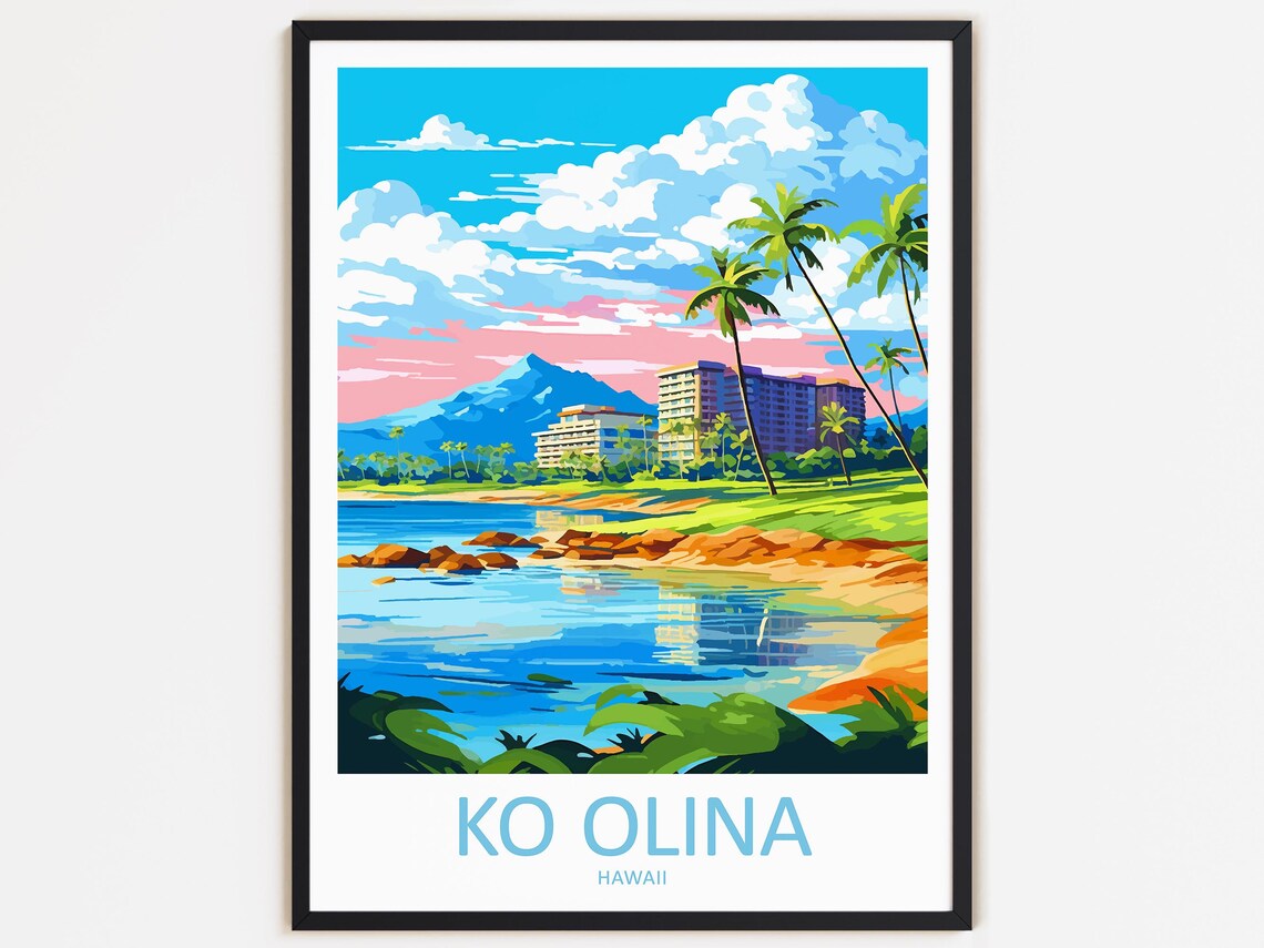 Ko Olina Travel Poster, Hawaii Art Lovers Gift