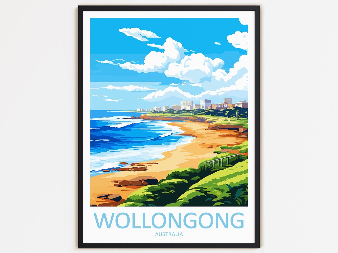 Wollongong Travel Poster, Australia Wall Decor