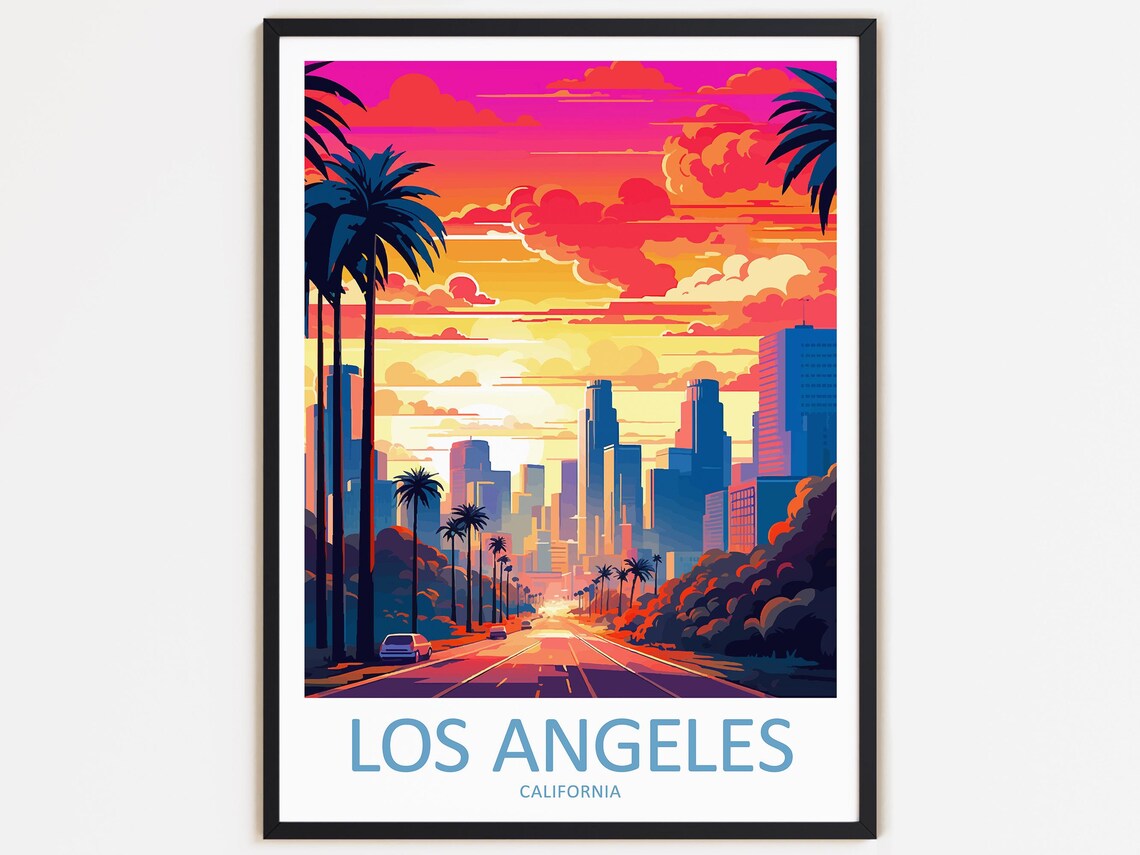 Los Angeles Travel Print, California Wall Decor